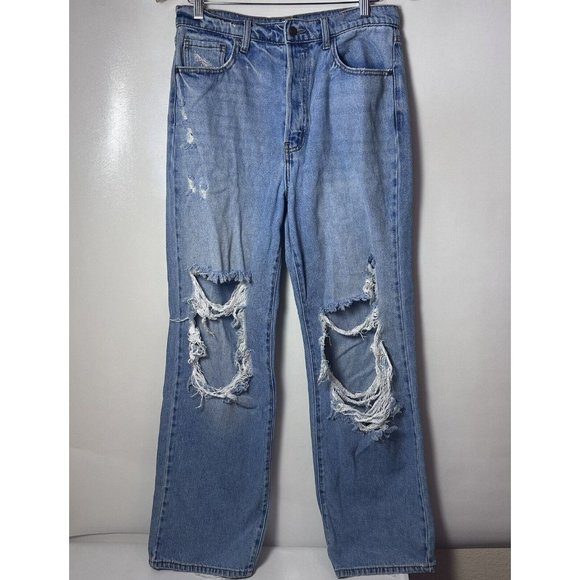 CELLO Jeans Womens 13/31 Light Wash Wide Leg Button Fly Distressed Baggy Jeans - Picture 1 of 9